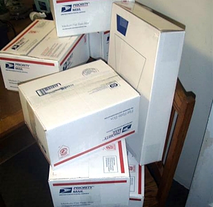 boxes waiting to be mailed